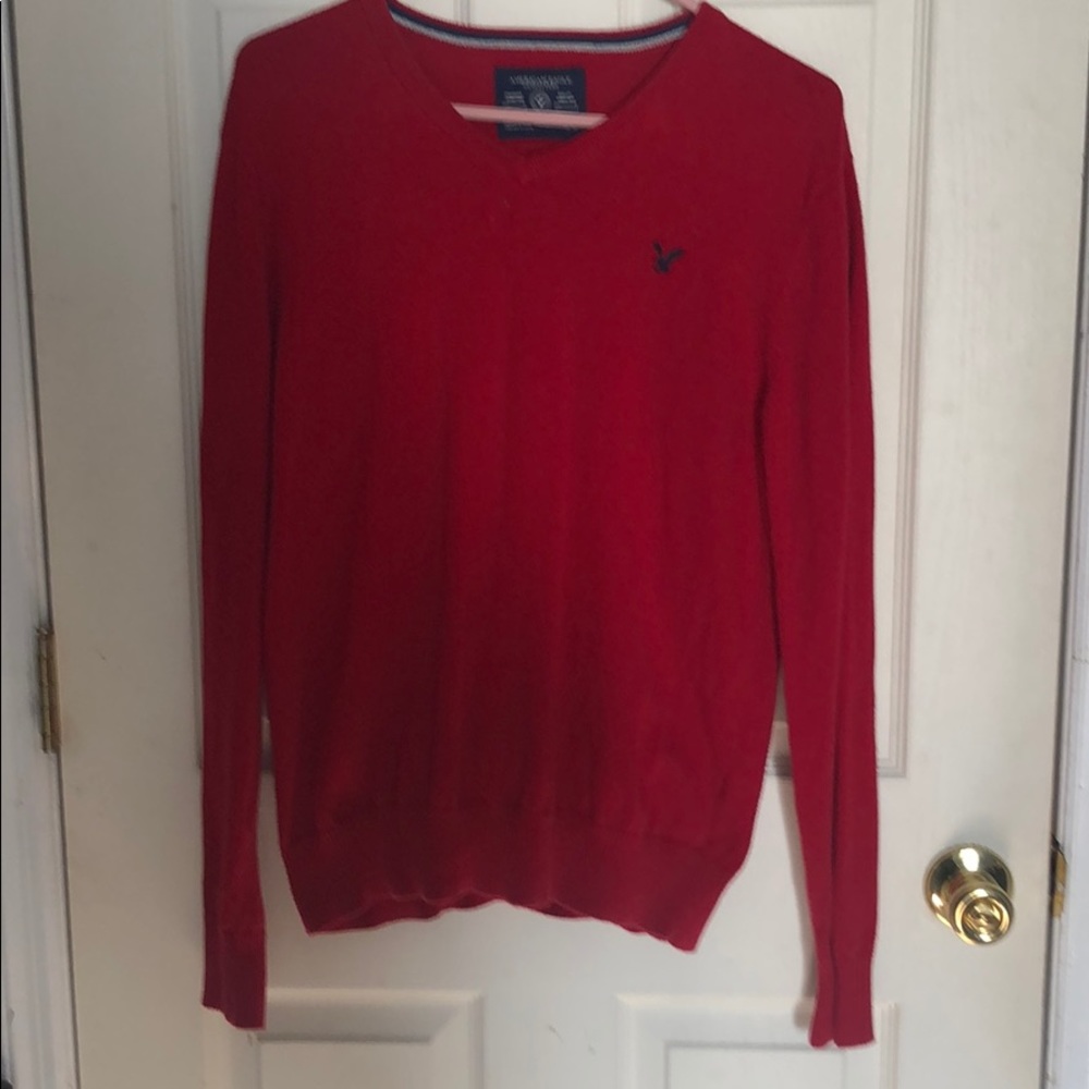 American Eagle V-neck red sweater size medium